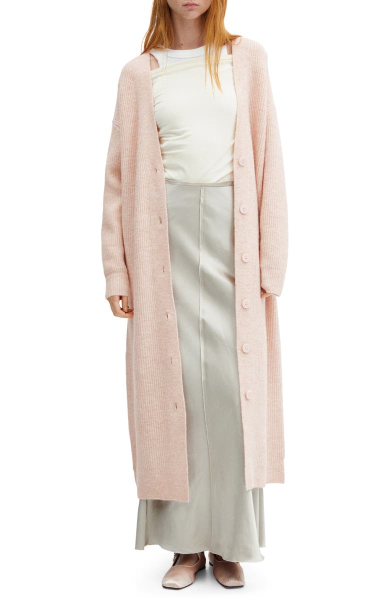 MANGO V-Neck Rib Duster Cardigan, Main, color, 