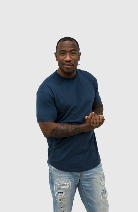 Curved Hem Crew Neck T-Shirt