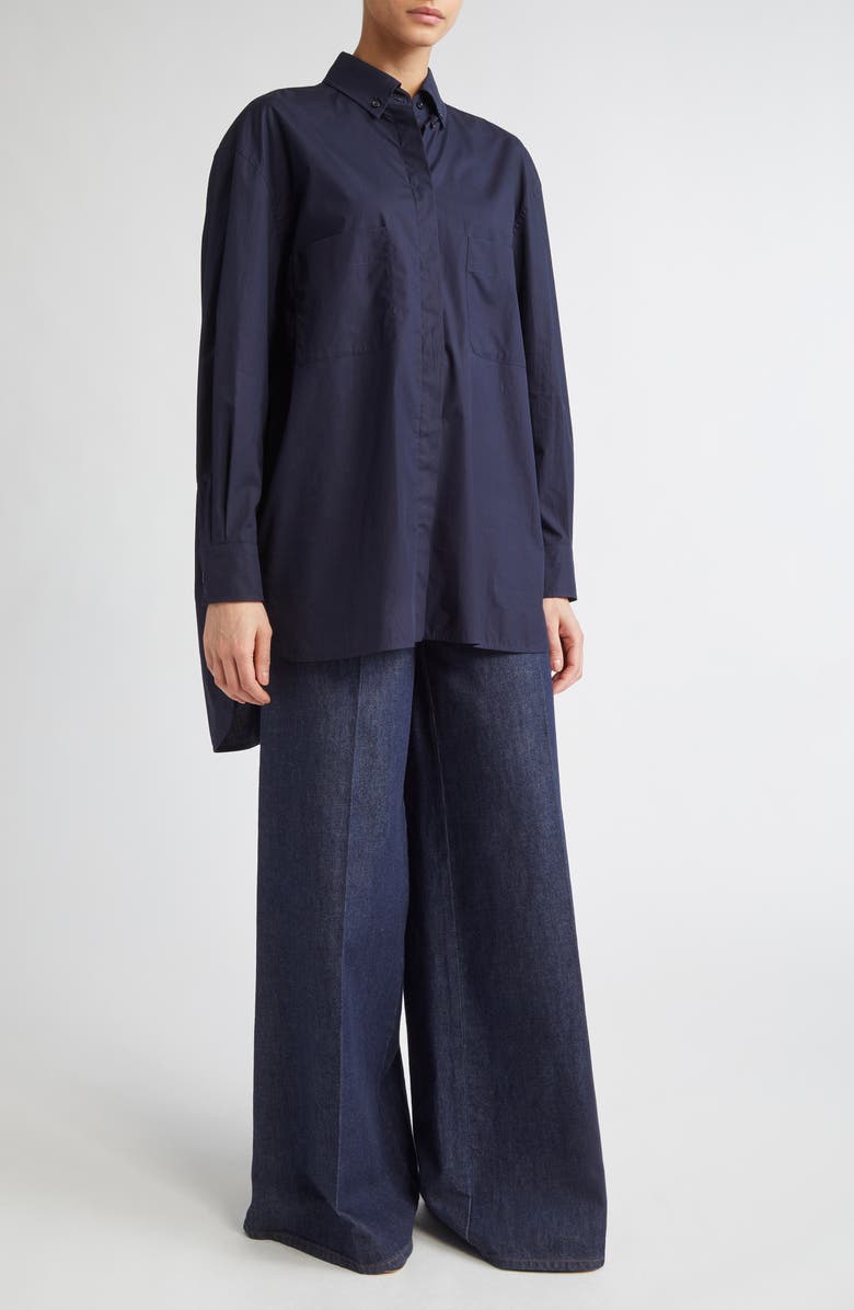 Max Mara Mozart Button-Down Shirt, Alternate, color, Ultramarine