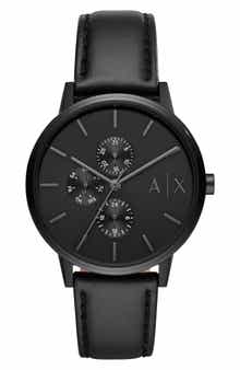 AX Armani Exchange Leather Strap Watch, 42mm