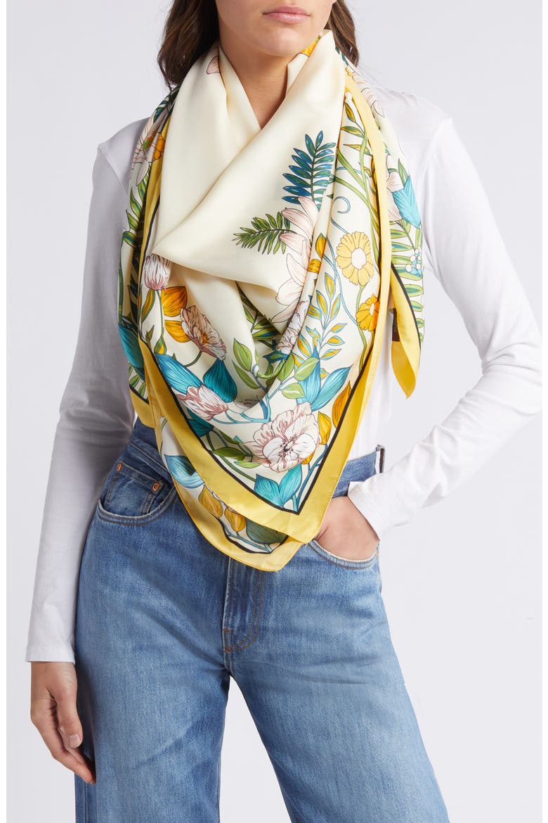 Butterfly Floral Scarf, Main, color, IVORY MULTI