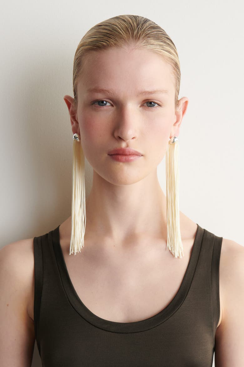Fringed Earrings, Main, color, YELLOW / SILVER