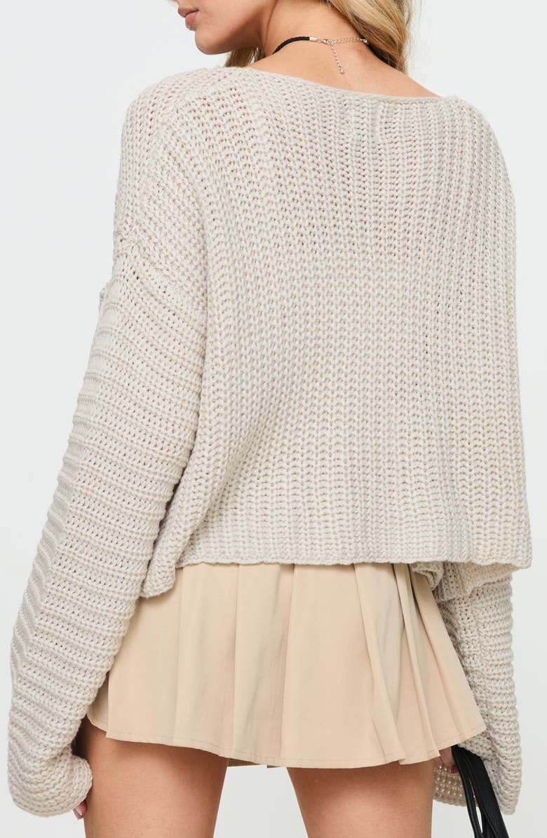 Princess Polly Artha Relaxed Crop Cardigan, Alternate, color, Beige