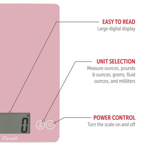 Escali Arti Classic Glass Digital Scale In Pink