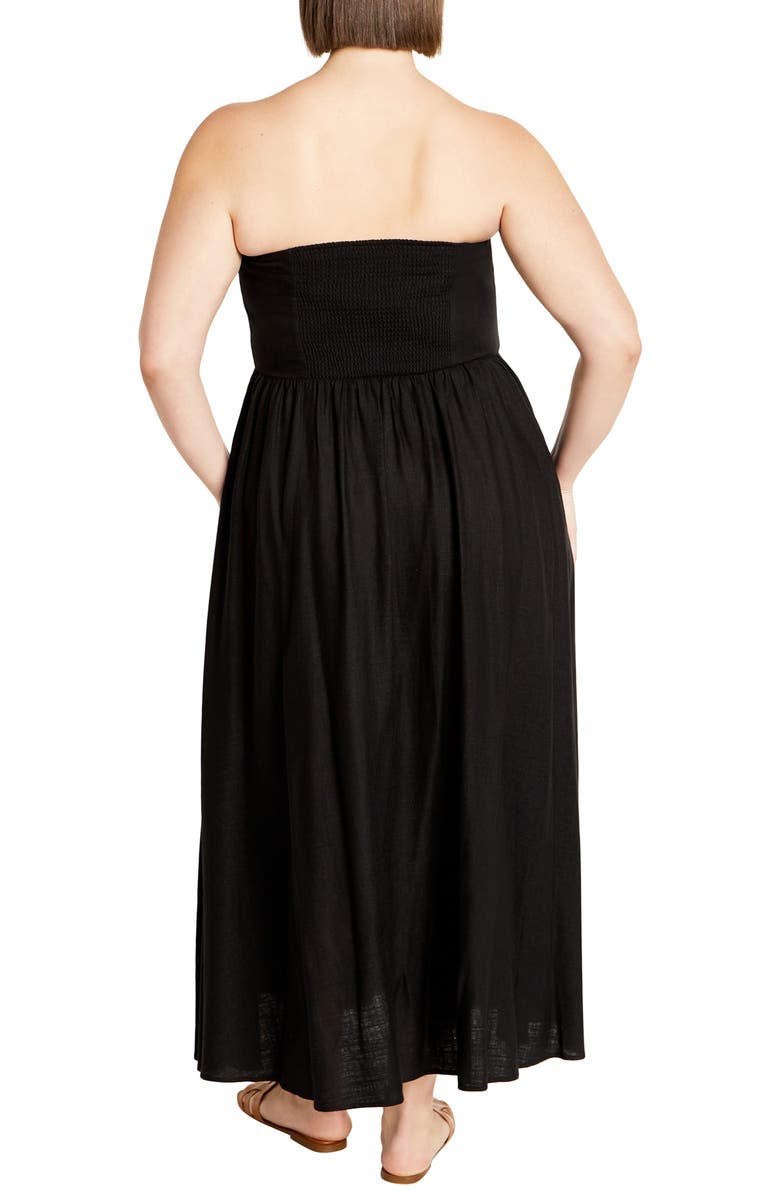 City Chic Simone Strapless Maxi Sundress, Alternate, color, Black