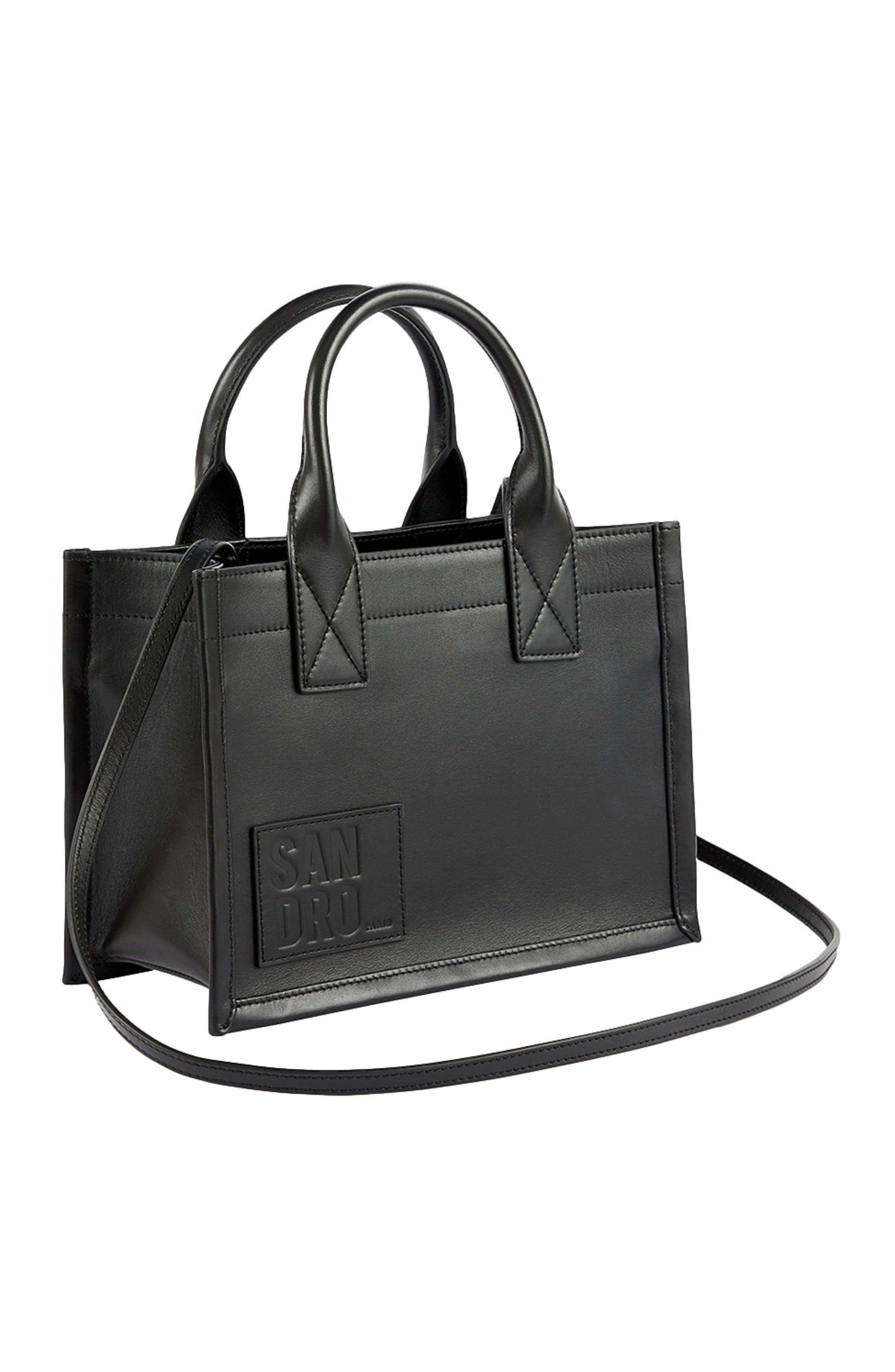 SANDRO Small Kasbah tote in smooth leather, Alternate, color, 