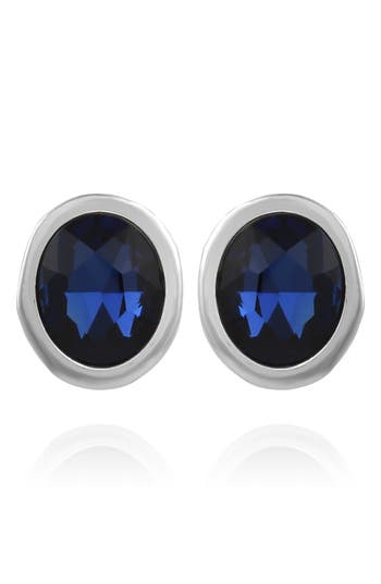 T Tahari Oval Crystal Earrings In Silver