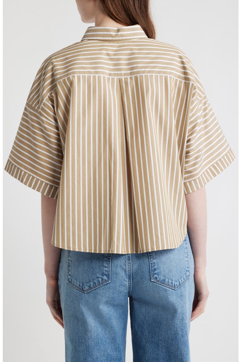Marin Stripe Crop Button-Up Shirt, Alternate, color, SEA STRIPE