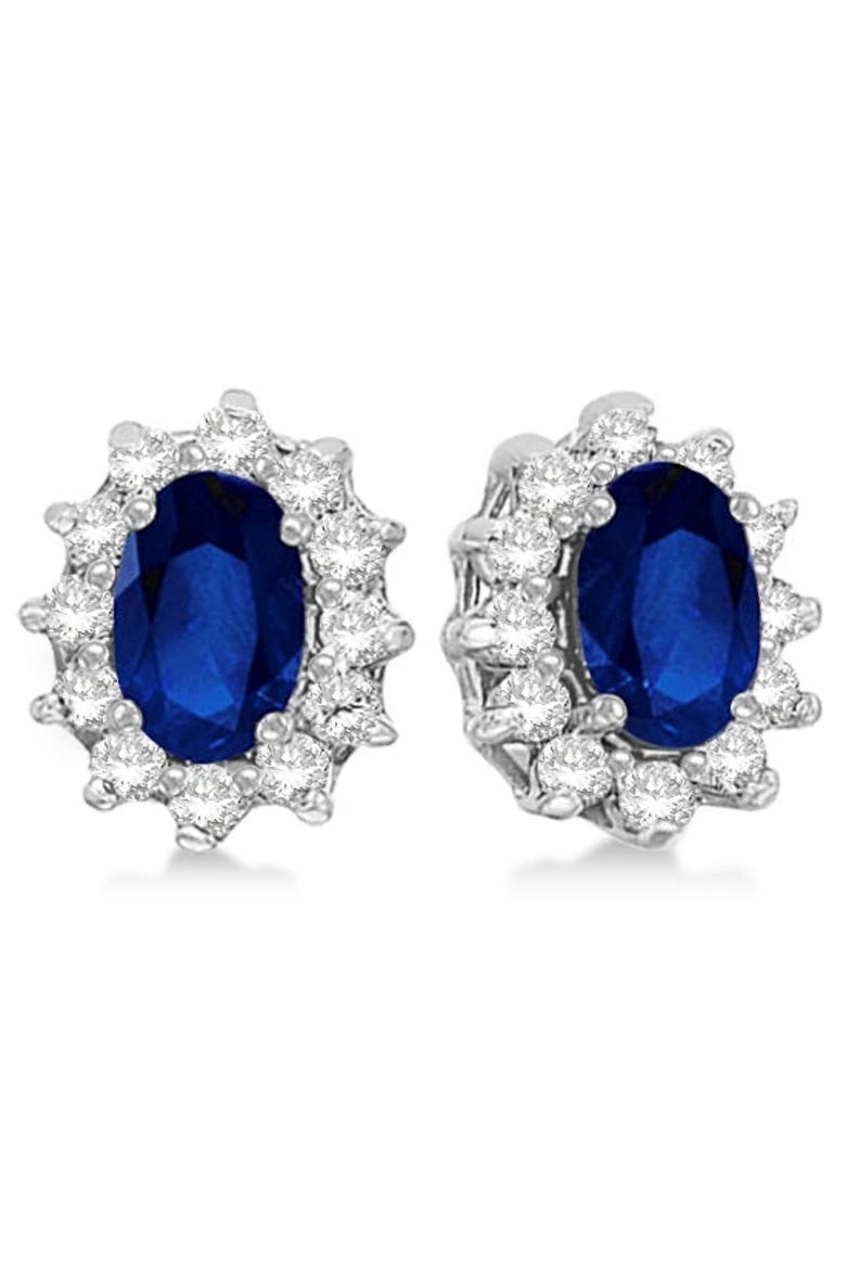 Oval  Accented Earrings 14k, Main, color, blue sapphire
