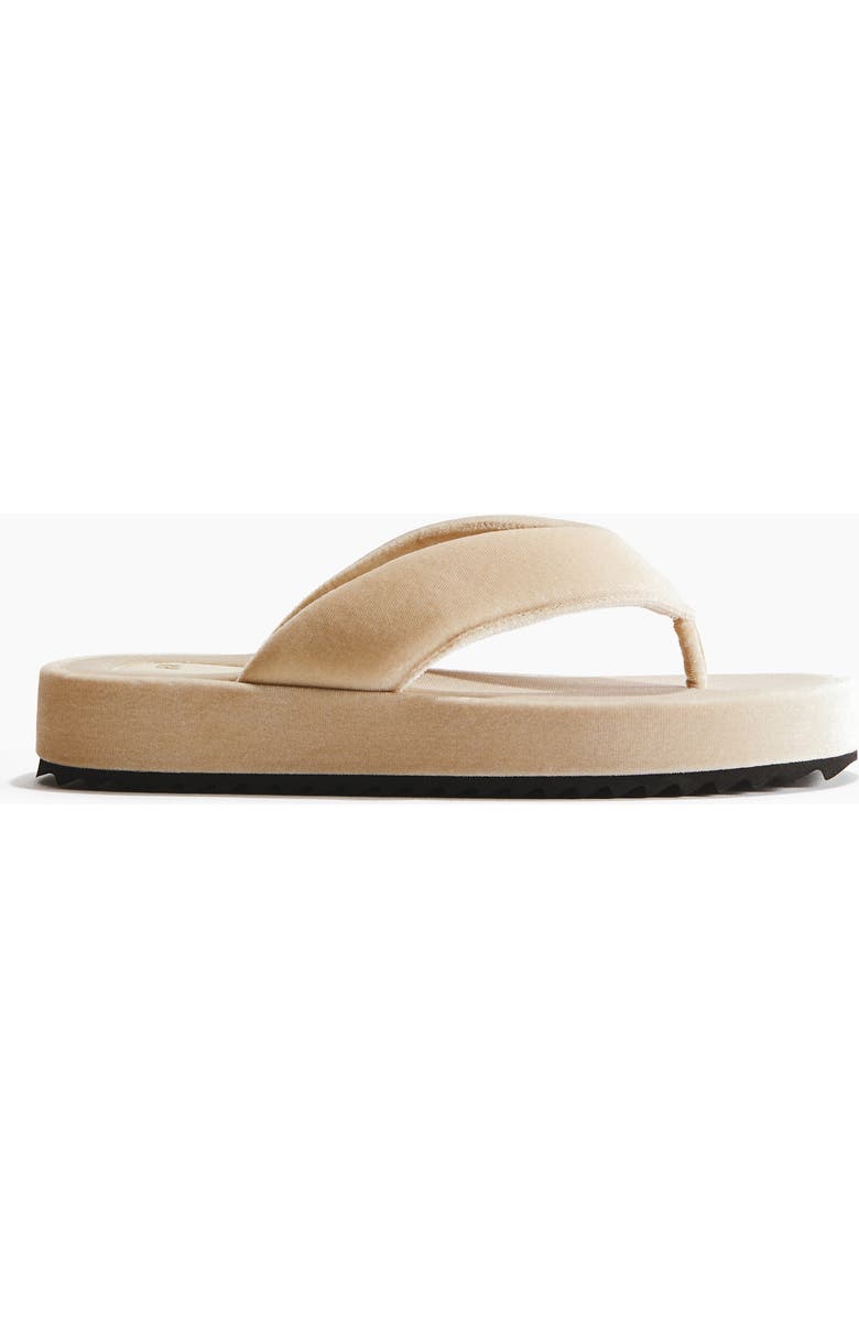 H&M Velour Flip-flops, Alternate, color, Light Beige