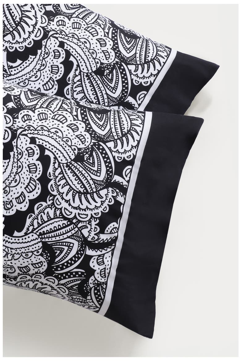 Set of Two Paisley Print Pillowcases, Alternate, color, BLACK
