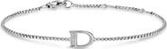 David Yurman Petite Pavé Initial Chain Bracelet in Sterling Silver with Diamonds