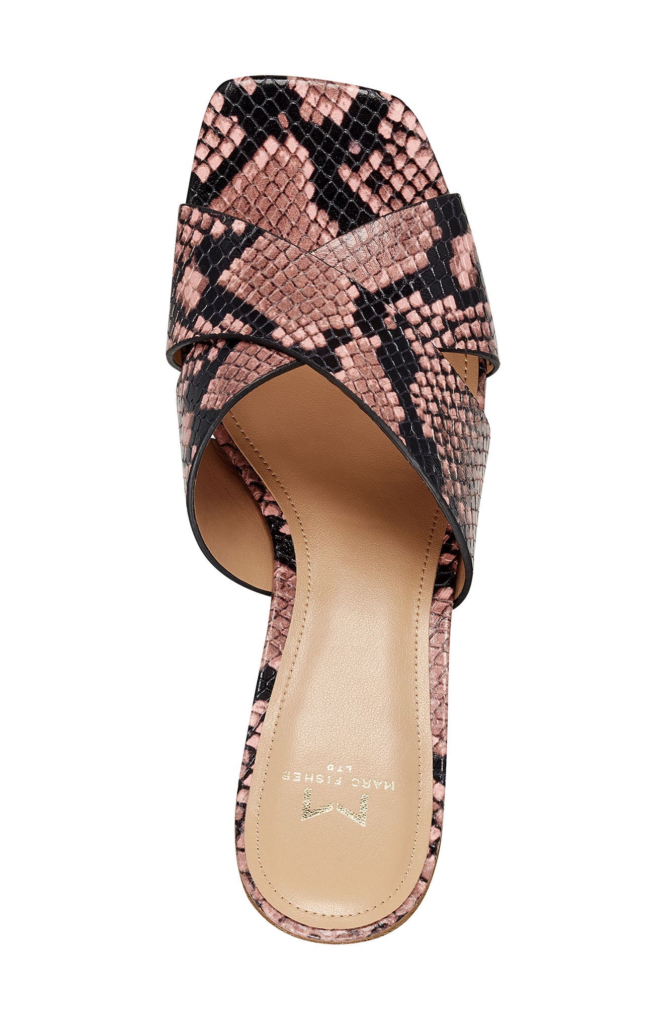 Saydi Slide Sandal, Alternate, color, PINK SNAKE EMBOSSED PRINT