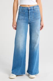 MOTHER The Hustler Roller Patch Pocket Sneak Wide Leg Jeans