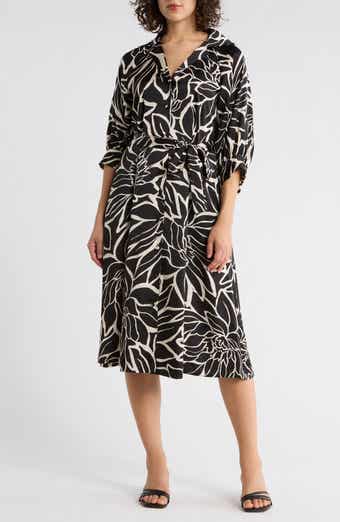 SANDRA DARREN Floral Midi Shirtdress