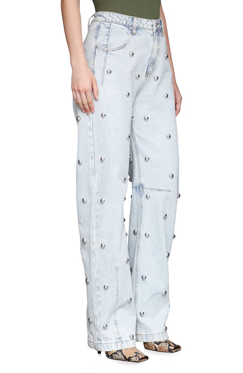 Avec Les Filles Allover Stud Straight Leg Jeans, Alternate, color, Fjord Wash