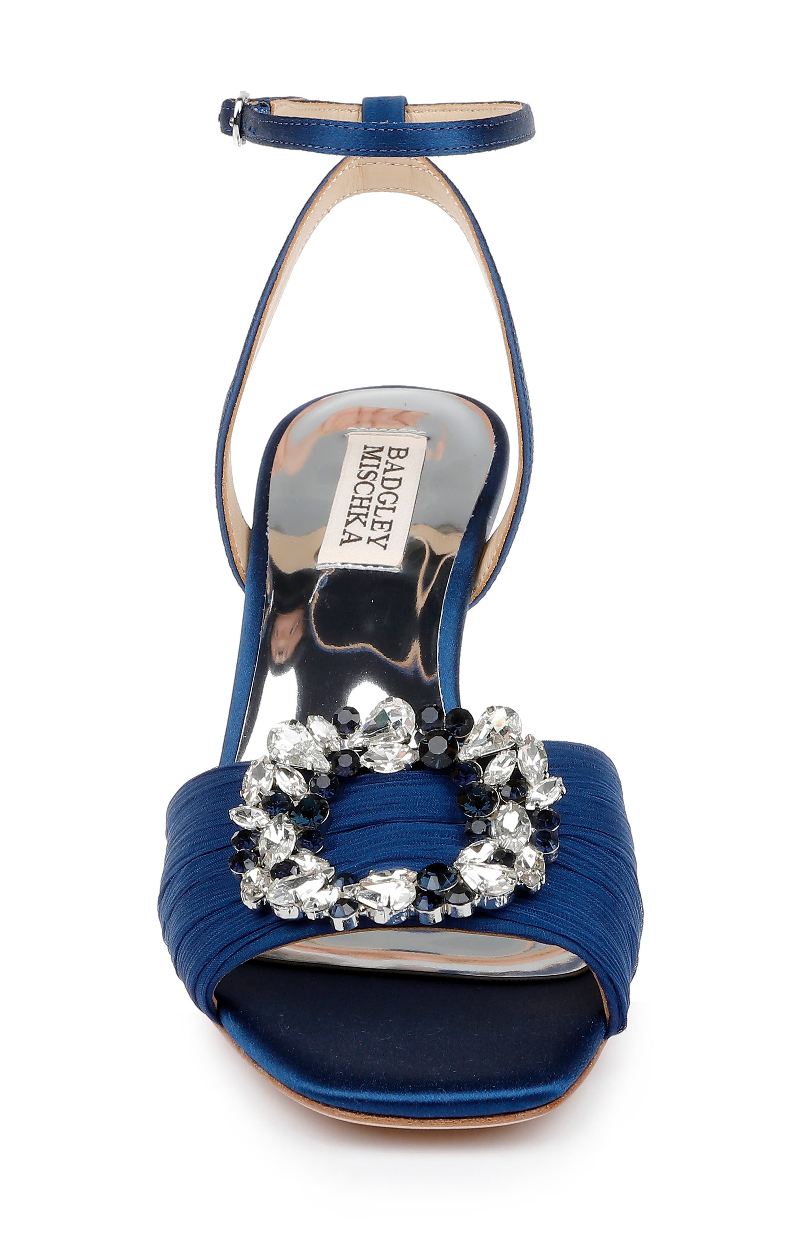 Nimah Ankle Strap Sandal, Alternate, color, NAVY SATIN