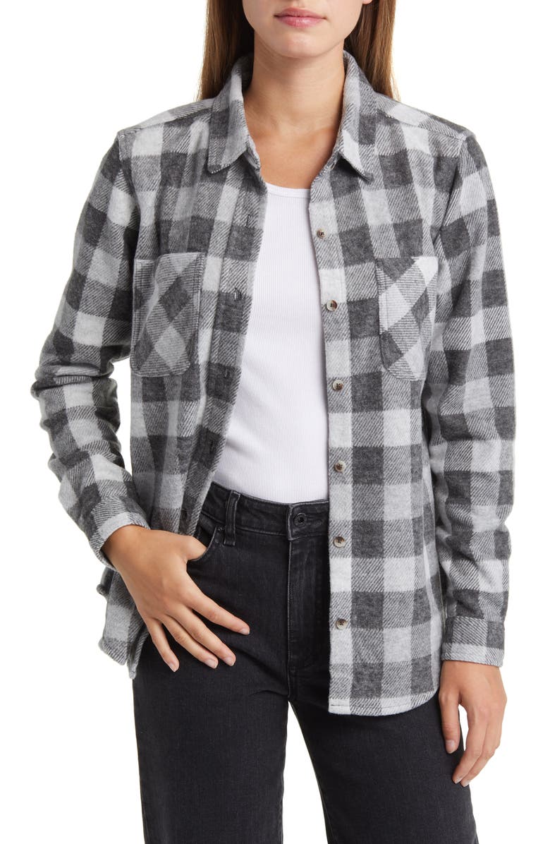 beachlunchlounge Plaid Jacquard Knit Shacket, Main, color,