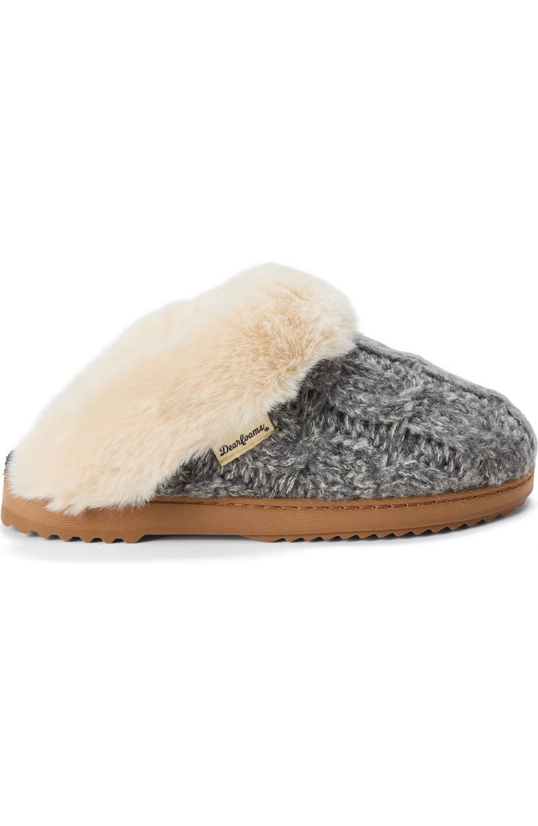 Dearfoams Nicki Knit Scuff Cable Knit Slippers, Alternate, color, Grey