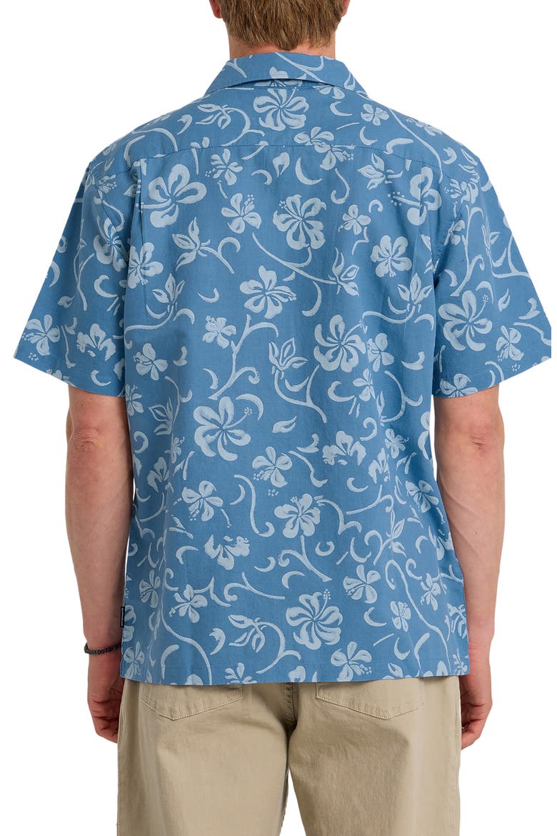 Lo-Biscus DNA Cotton & Linen Camp Shirt, Alternate, color, RIVIERA
