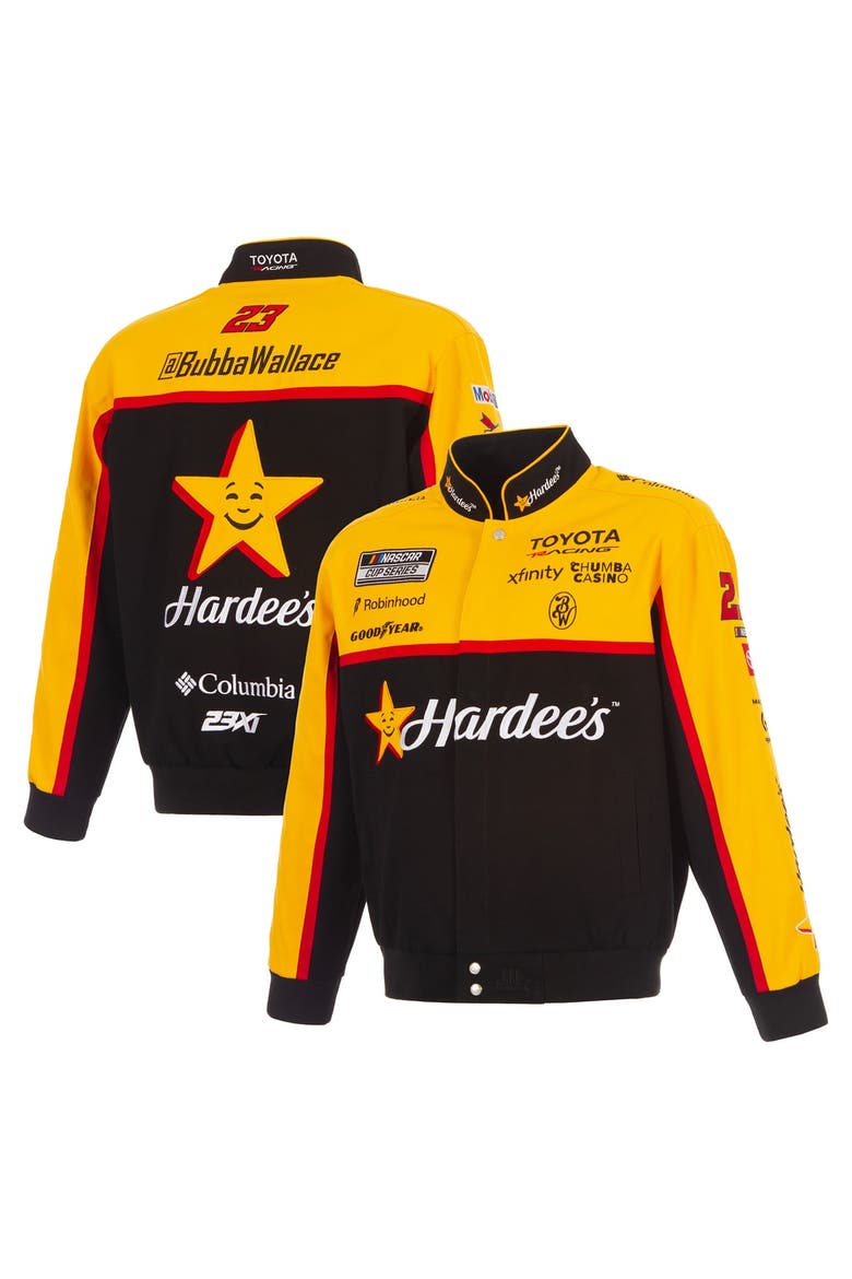 Men's JH Design Black Bubba Wallace 2026 Hardee's Full-Snap Twill Racing Jacket, Main, color, Black