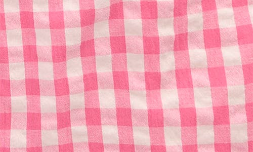 Mini Boden Kids' Gingham Frill Cotton Seersucker Pants In Pink Gingham Embroidered