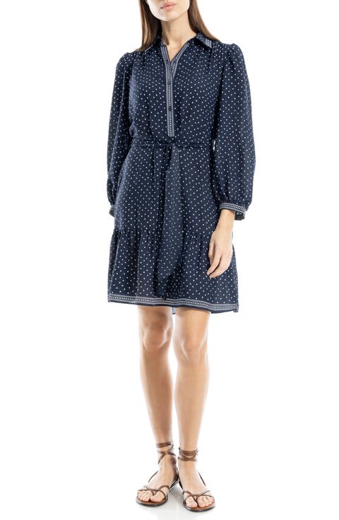Long Sleeve Button Front Crepe Dress