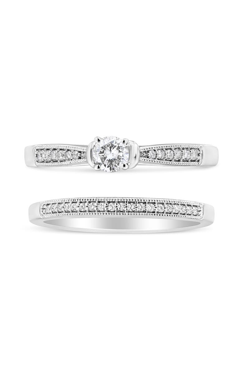 Haus of Brilliance Silver 1/3 Cttw Diamond Engagement Ring Bridal Set with Milgrain, Alternate, color, White
