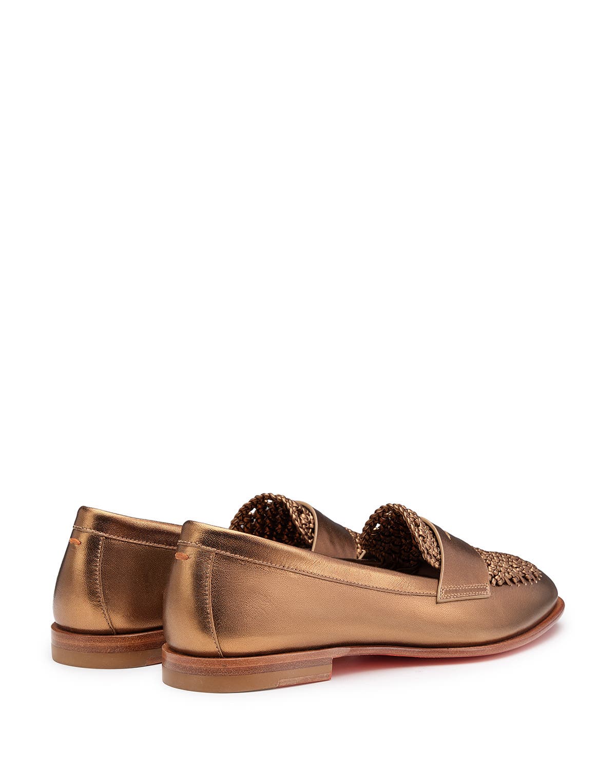 Santoni Women's Laminated Leather Penny Loafer, Alternate, color, Gold