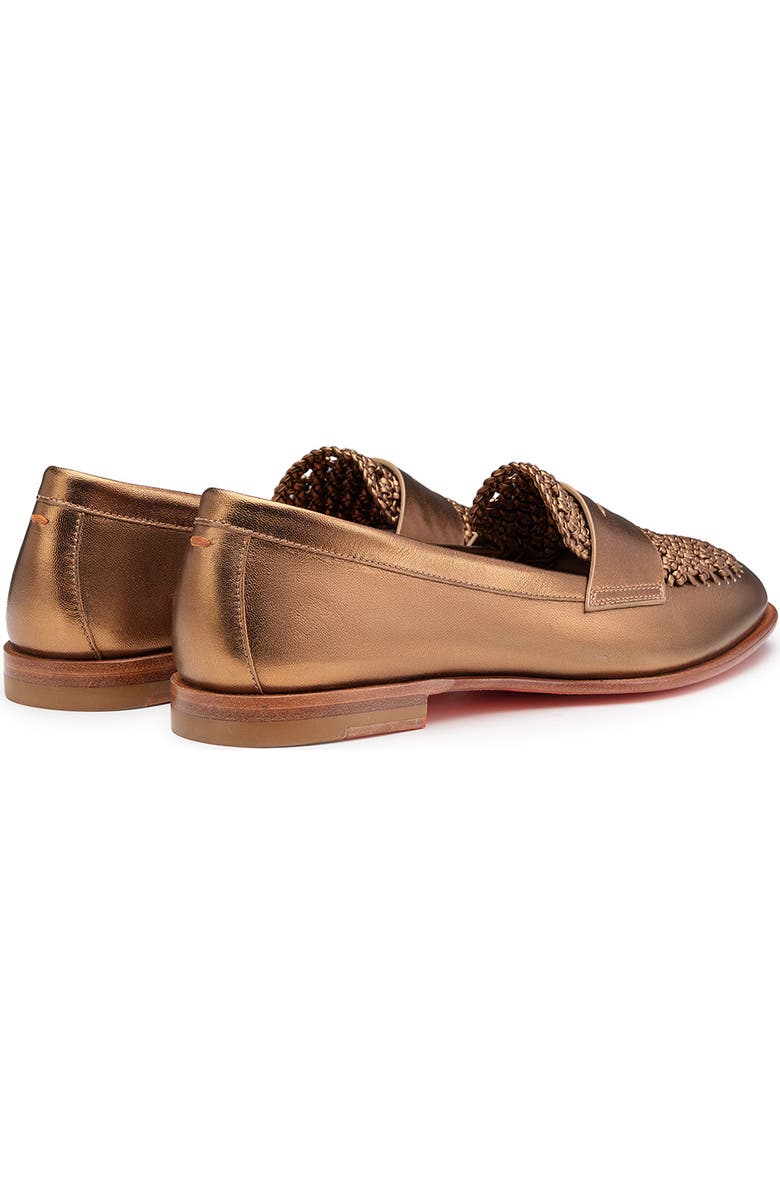 Santoni Women's Laminated Leather Penny Loafer, Alternate, color, Gold