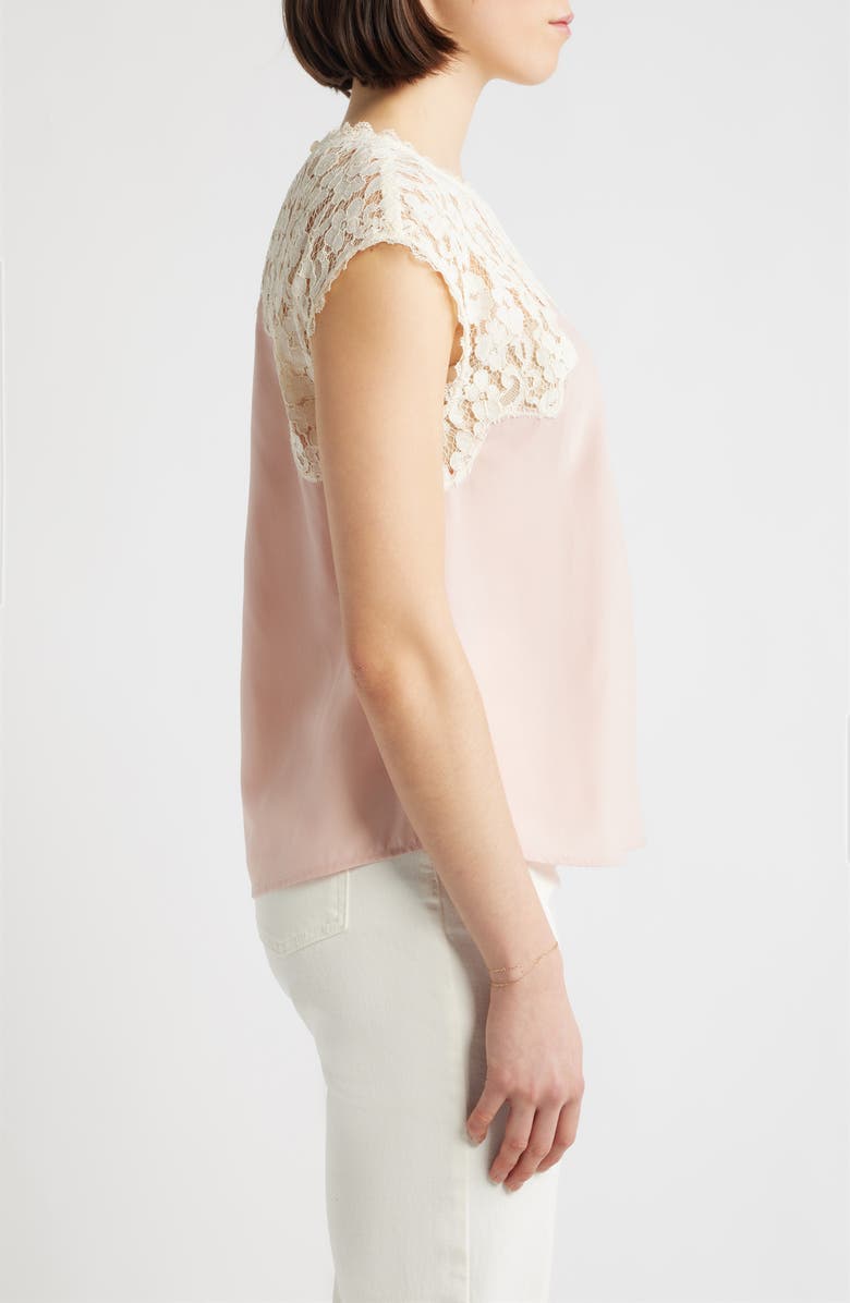Wit & Wisdom Lace Yoke Satin Top, Alternate, color, Rose Bloom/ Natural