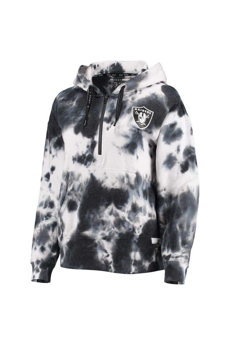 Women's DKNY Sport White/Black Las Vegas Raiders Dakota Oversized Tie-Dye Half-Zip Hoodie, Alternate, color, White