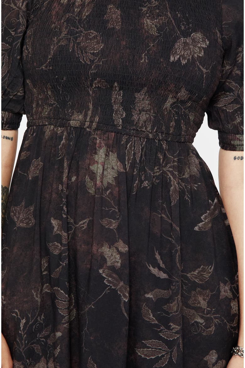 Ashmire Woodland Moth Mini Dress, Alternate, color, Black