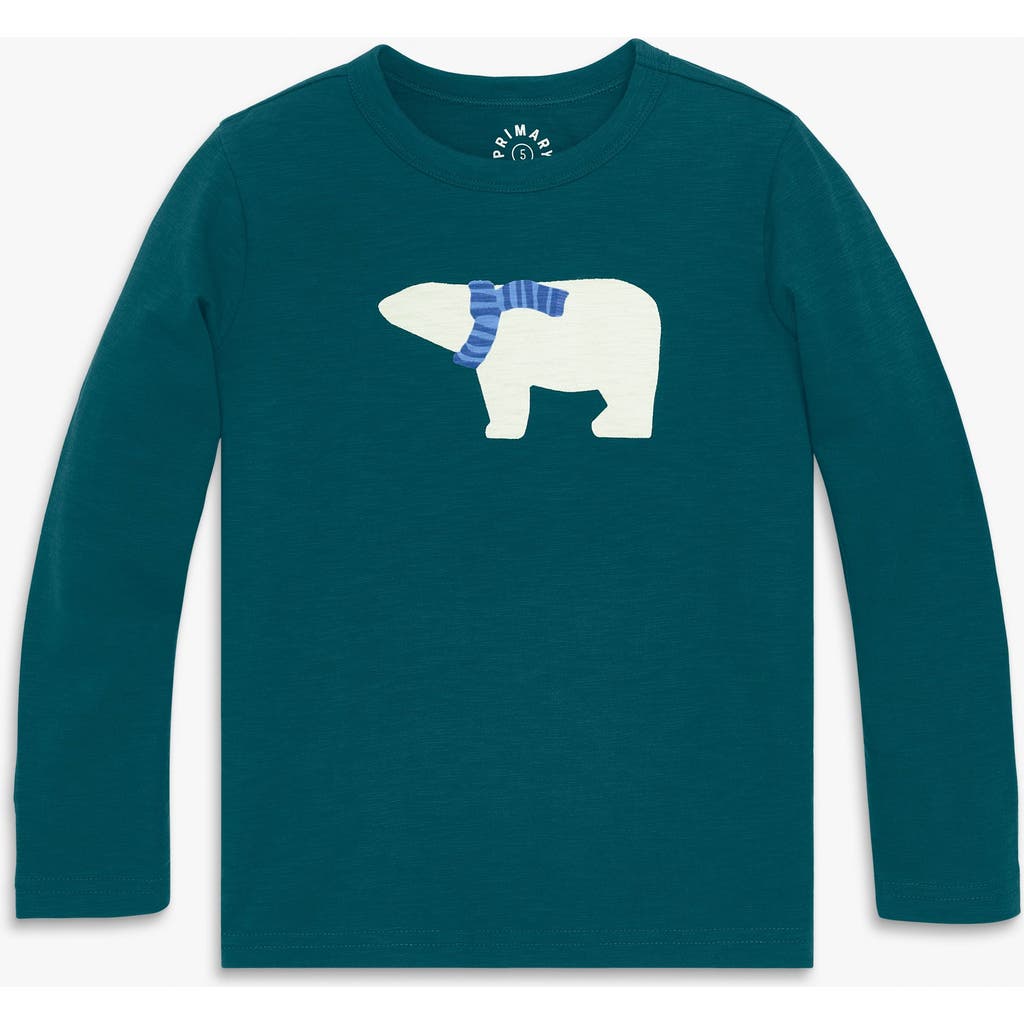 Primary Kids Long Sleeve Polar Bear Tee In Green