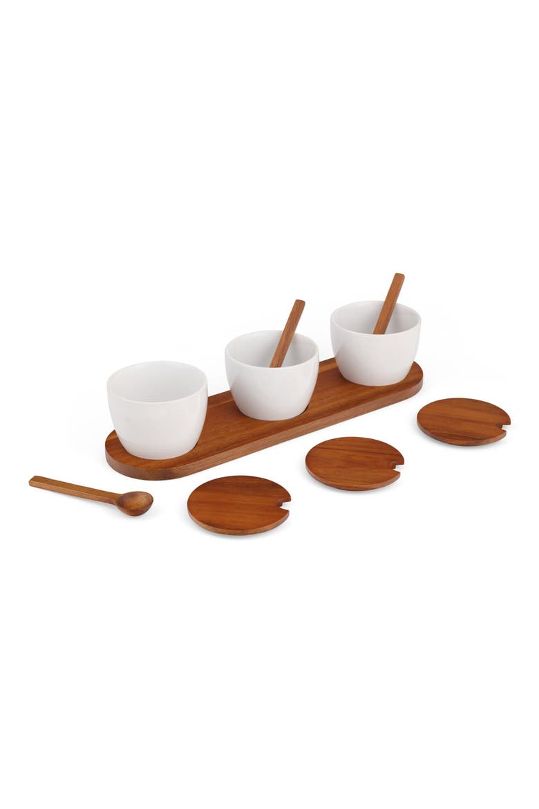 Duets Triple Condiments Server Set, Alternate, color, WHITE