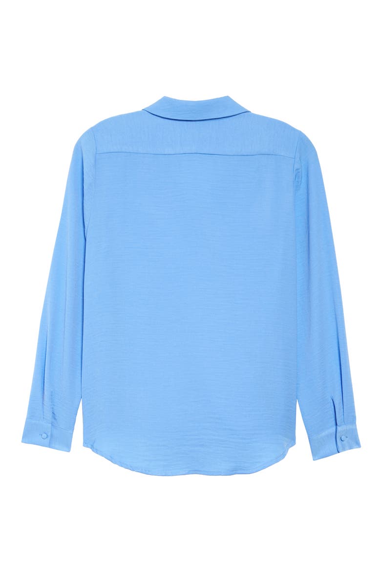 Wrap Front Rumple Twill Blouse, Alternate, color, LAKE