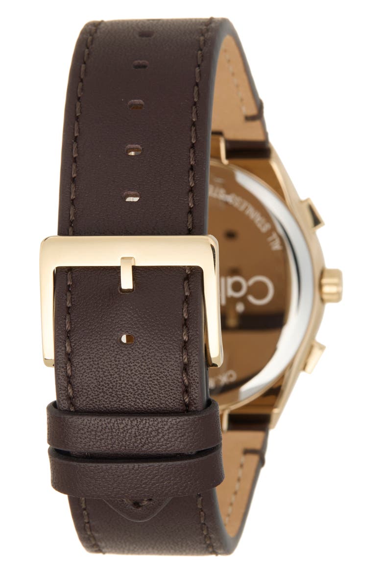 Distinguish Leather Strap Watch, Alternate, color, BLUE