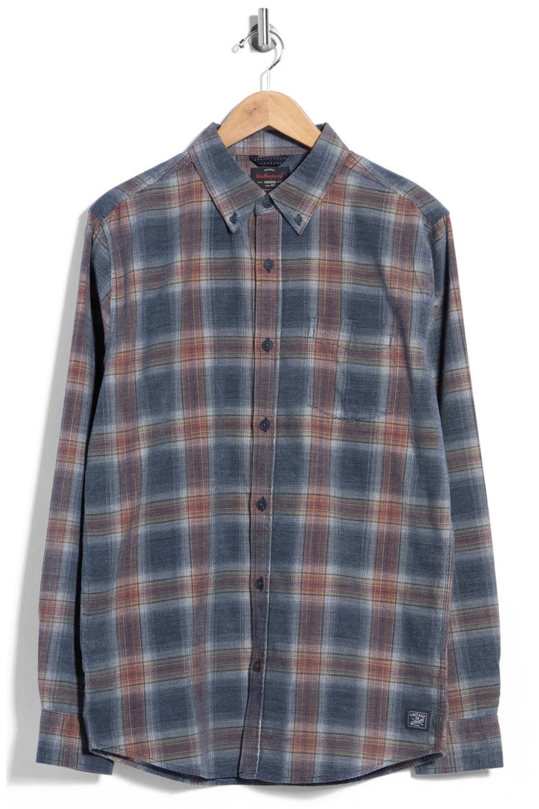 Plaid Cotton Button Down Shirt, Main, color, OVERTURE NAVY