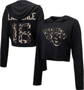 Majestic Threads Women's Majestic Threads Trevor Lawrence Black Jacksonville Jaguars Leopard Player Name & Number Long Sleeve Cropped Hoodie