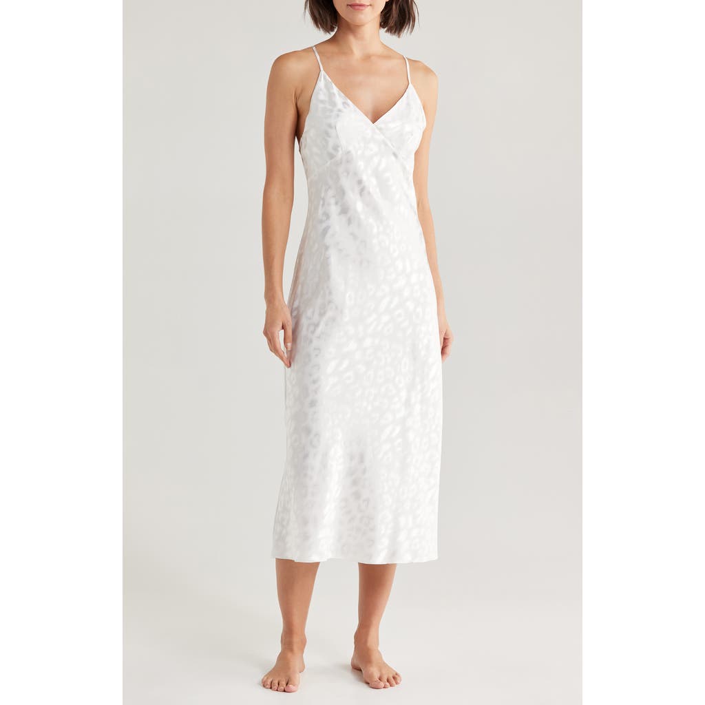 Natori Decadence Leopard Jacquard Satin Chemise In Warm White