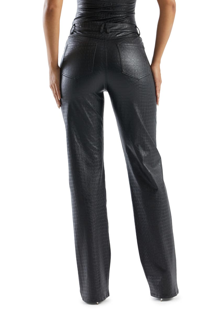 Naked Wardrobe Straight Croc Faux Leather Straight Leg Pants, Alternate, color,