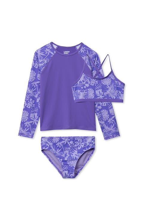 Big Girls 3 Piece UPF 50 Sun Protection Rash Guard Set