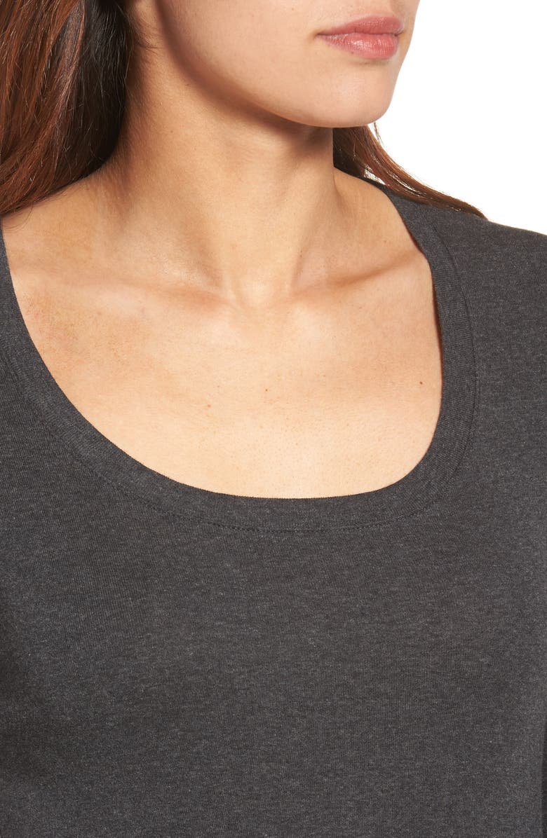 Caslon<sup>®</sup> Melody Ribbed Long Sleeve Scoop Cotton Tee, Alternate, color, 