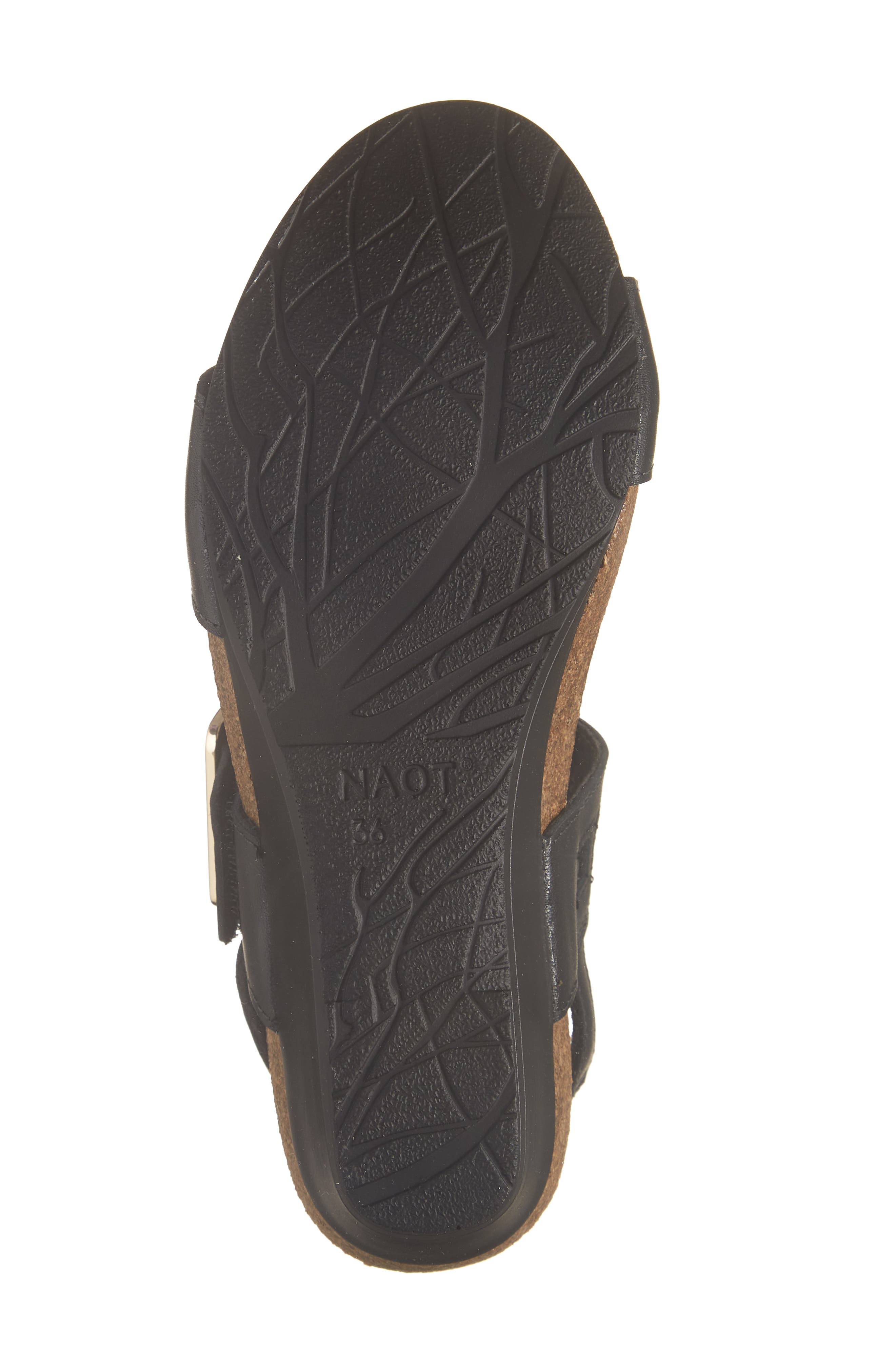Naot Dynasty Wedge Sandal, Alternate, color, Jet Black Leather