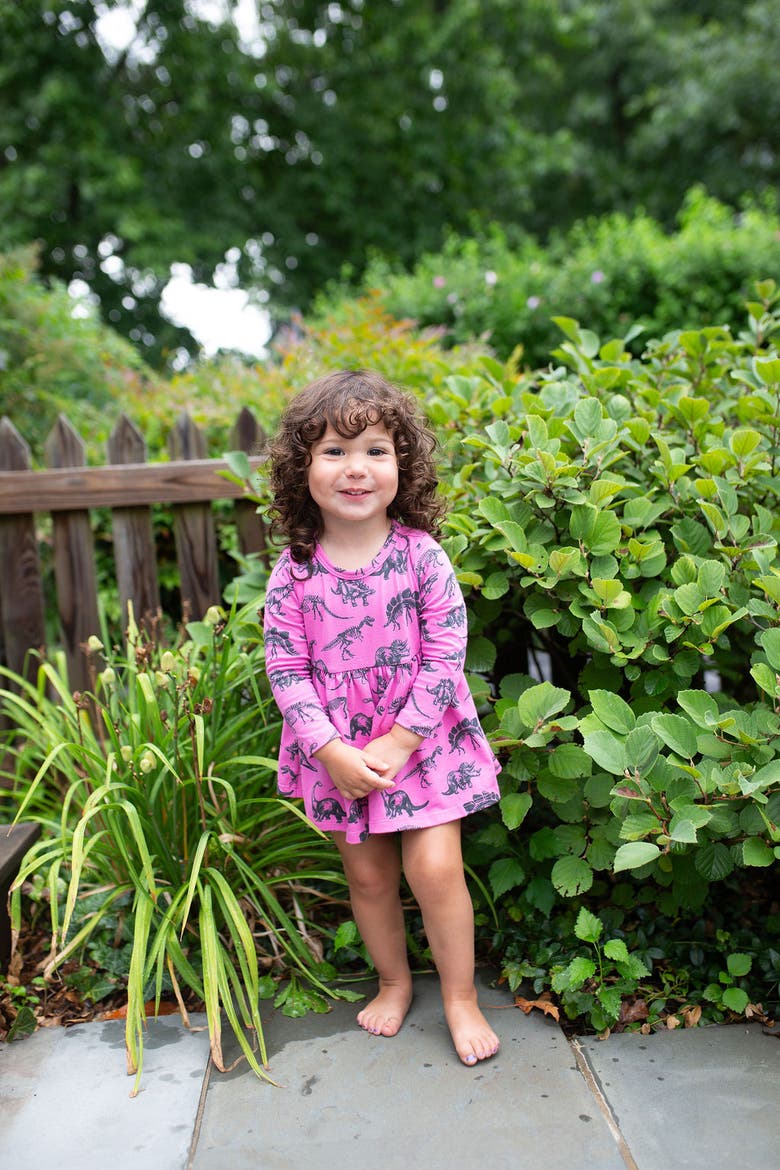 Printed Long Sleeve Bubble Romper, Alternate, color, Dino