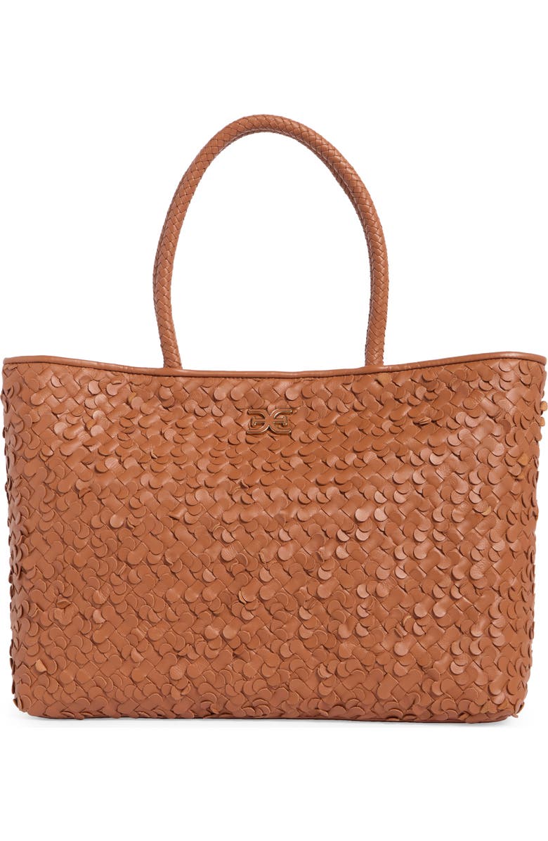 Sam Edelman Bianka Woven Leather Tote Bag, Main, color, Cognac