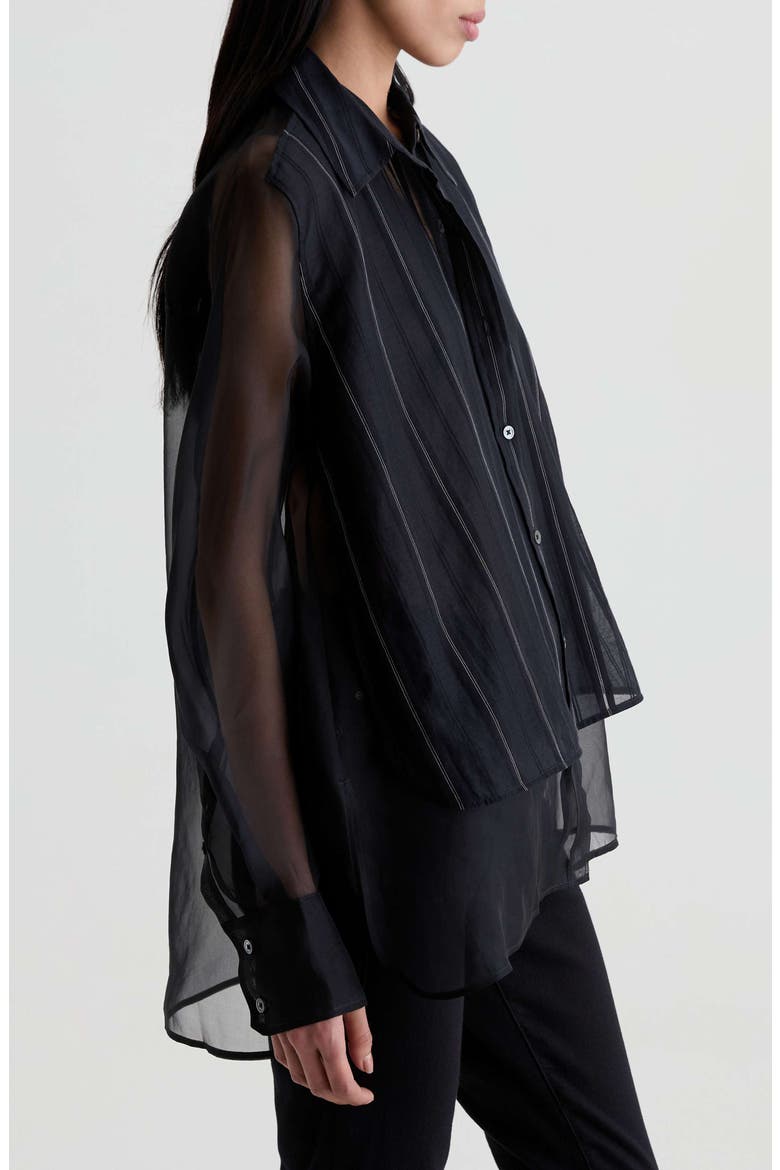Sawtelle Pinstriped Cotton & Silk Shirt, Alternate, color, DAY TO NIGHT