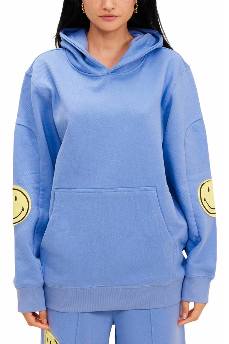 SMILEY OVERSIZED HOODIE, Alternate, color, BLUE