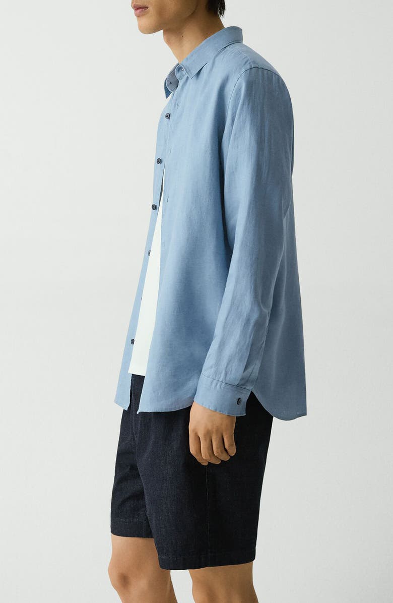 Theory Irving Solid Linen Button-Up Shirt, Alternate, color, Rainstorm