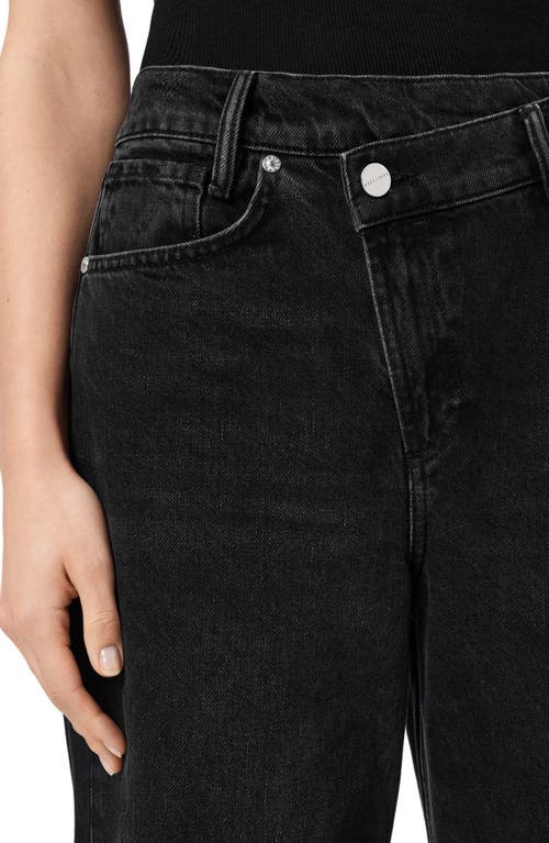 Allsaints Aki Crossover Wide Leg Jeans In Black
